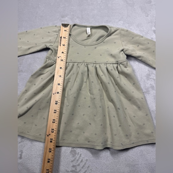 Quincy Mae 100% Organic Cotton Green Black A Line Lettuce Cuffs Dress 18-24 M - Picture 5 of 14